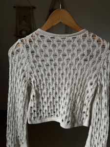 H&amp;M Off White Hole Knit Jumper