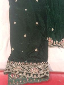 Elegant Green Velvet dress material