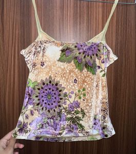 Vintage Y2K Floral Velvet Cami Top