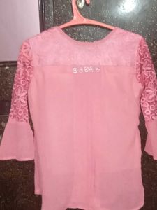Pink Lace Detail Top