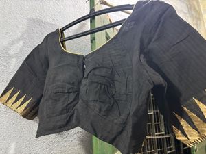 Cotton Black Half Sleeve Blouse