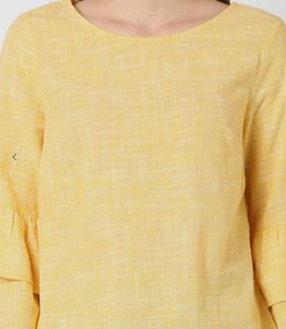 Yellow Ruffle Sleeve Blouse