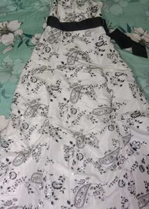 Floral Print Dress w/ Black Belt