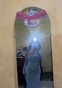 Blue Bodycon long mesh Dress