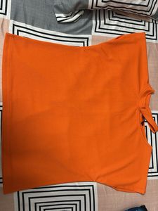 Orange Ribbed Top