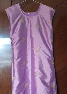 Lavender Embroidered Satin Kurta
