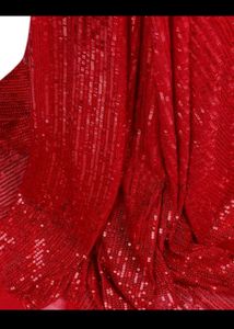 Premium Red Sequin Saree+Stiched Blouse+Peticot