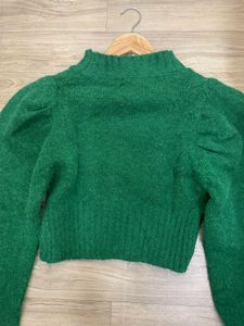 Green Cropped Sweater Top