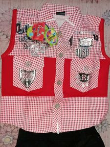 Pure Cotton Half Shirt With Paint