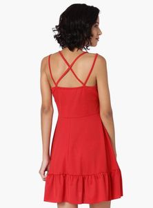 Pintrest Red Ruffle Hem Mini Dress