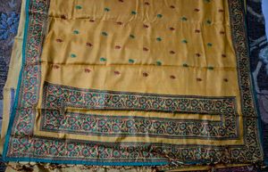 Unused Elegant Embroidered Saree, Haldi yellow