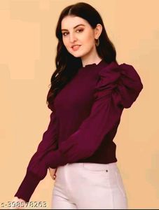 Burgundy Puff Sleeve Top