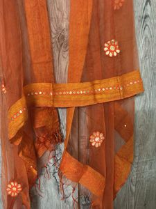Orange Embroidered Dupatta