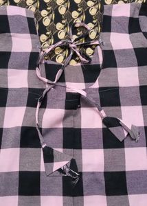 Pink &amp; Black Checkered Kurta