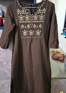Embroidered Brown Kurta