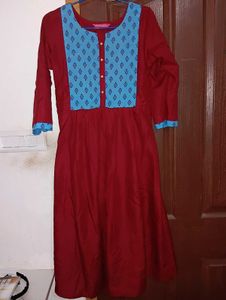 Burgundy Cotton Blend Kurti