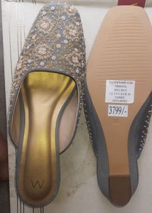 W Embellished Slip-On Mules