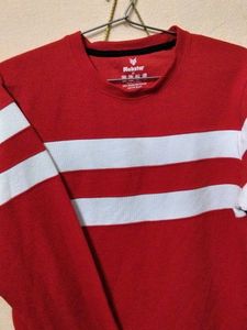 Red &amp; White Striped Pullover