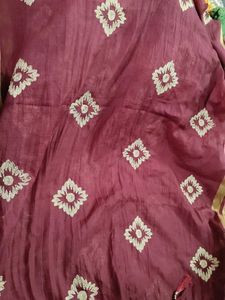 Maroon Dupatta with Embroidery