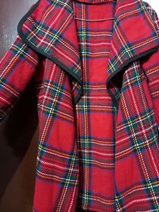 aesthetic red checkered flannel coat