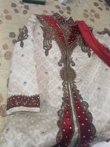Wedding Kurta With Dupatta and Maroon Pajami