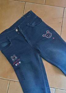 NAVY BLUE RABBIT EMBROIDERY JEANS