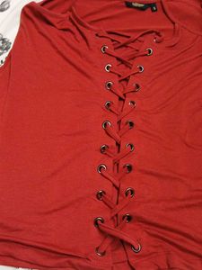Red Lace-Up Tank Top