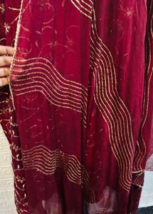 🇮🇳 Maroon Embroidered  Heavy Kurta Set