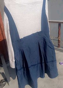 Navy Pinafore Dress with Top