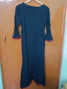 Long Round Kurta With Small Scarf.