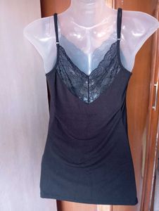 Black Lace Trim Cami Top