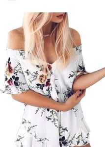 Sanifer Women’s Floral Print Off Houlder Playsuit
