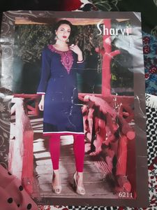 Navy Blue Embroidered Kurta