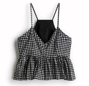 Black &amp; White Gingham Sleeveless Top
