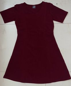 Burgundy A-Line Dress