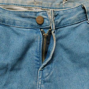 Blue Denim Capri Pants