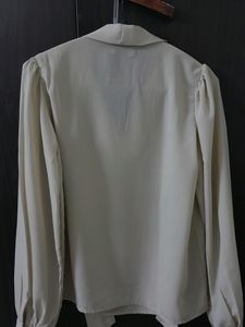 Bow Tie Neck Cuffed Sleeve Shirt
