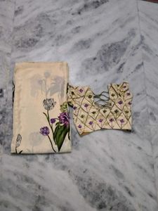 Floral Print Saree with Blouse Piece