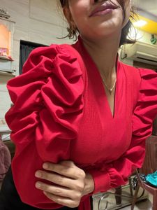 Red Puff Sleeve Top