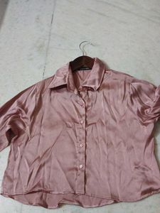 Mauve Satin Button-Down