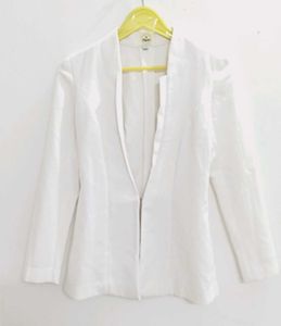 White Blazer With Snatched Fitting