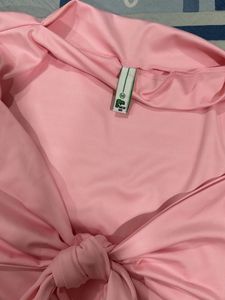 New me Pink Tie-Front Top