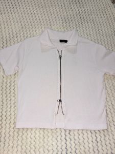 White Zip-Up Shirt