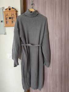 Gray Knit Sweater Dress