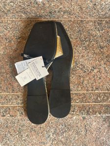 Zara Gold Snakeskin Print Slides - Size 38