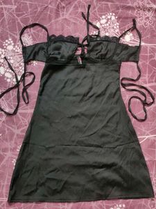 Black Satin Mini Dress