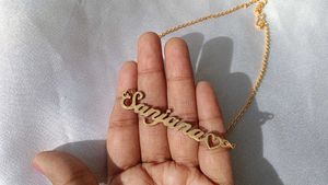 Custom &#39;Sanjana&#39; name necklace with heart detail