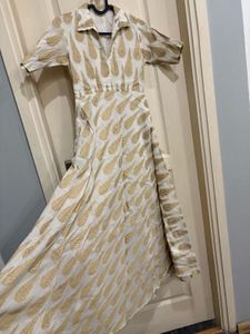 Floor Length Off White Ethnic Anarkali Gown