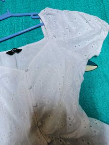 White Eyelet Puff Sleeve Top