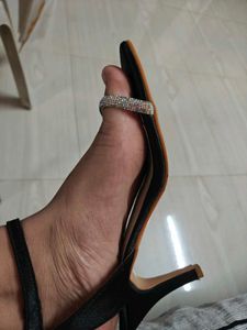 Black Heels with Rhinestone Straps